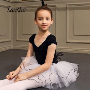 Sansha 法国三沙儿童芭蕾舞蹈服TUTU纱裙练功服开裆短袖演出服