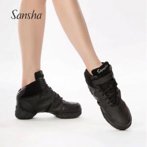 Sansha 法国三沙成人健身运动加绒舞蹈鞋女广场舞鞋皮现代舞鞋
