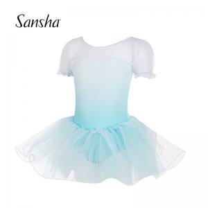 sansha法国三沙芭蕾舞连体裙儿童蓬蓬裙短袖表演裙子