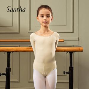sansha法国三沙舞蹈服儿童芭蕾舞连体服肤色长袖打底衫