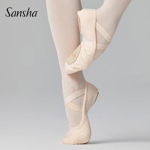 sansha 法国三沙舞蹈练功鞋 弹力布芭蕾舞鞋女 软底两片底猫爪鞋