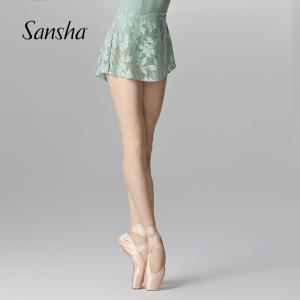 sansha 法国三沙芭蕾舞裙半身裙 浅绿练功服女弹力腰蕾丝舞蹈短裙