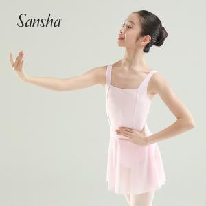 sansha 三沙儿童芭蕾舞服 少女背心连体裙舞蹈练功服粉色舞蹈裙