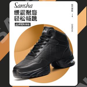 sansha 三沙跳舞鞋女 现代舞高邦牛皮舞蹈鞋 广场舞软气垫运动鞋