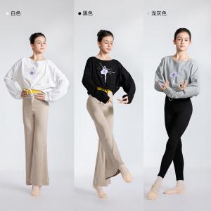 sansha 三沙舞蹈服女 现代舞练功服短款上衣蝙蝠袖芭蕾舞T恤长袖