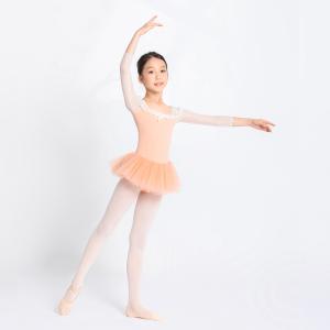 sansha三沙儿童舞蹈裙 开裆连体芭蕾舞练功蓬蓬裙网纱7分袖表演裙