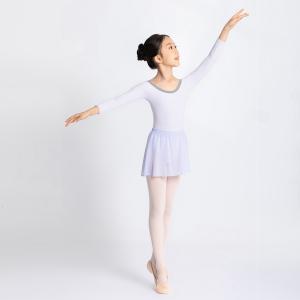 Sansha 三沙长袖舞蹈服儿童女 芭蕾舞练功服秋圆领撞色连体服演出