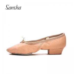 Sansha 法国三沙正品芭蕾舞教师鞋猪皮面进口皮底软底中跟练功鞋