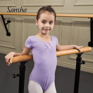 Sansha 法国三沙新款儿童短袖连体服芭蕾舞练功考级女童舞蹈服